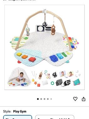 Sensory Play Gym with Colorful Activity Pads and Natural Wood Arch